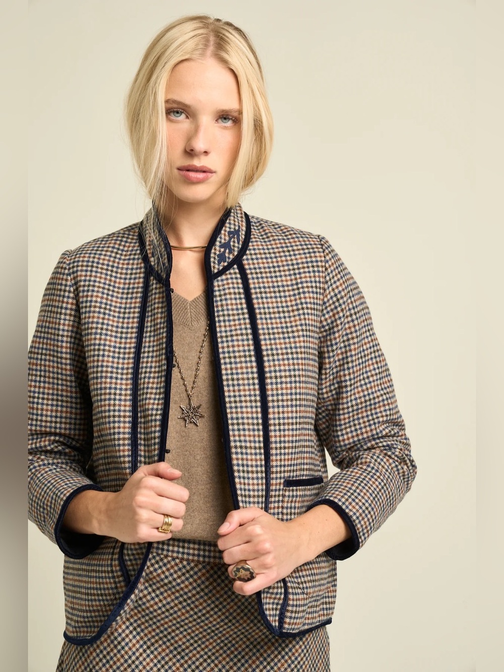 Sonmer Hannah Jacket Navy Wool check